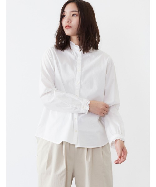 POU DOU DOU（プードゥドゥ）の「レース使いスタンドカラーシャツ（シャツ/ブラウス・レディース・パープル/ブラウン/オフホワイト・3）」の18枚目の写真