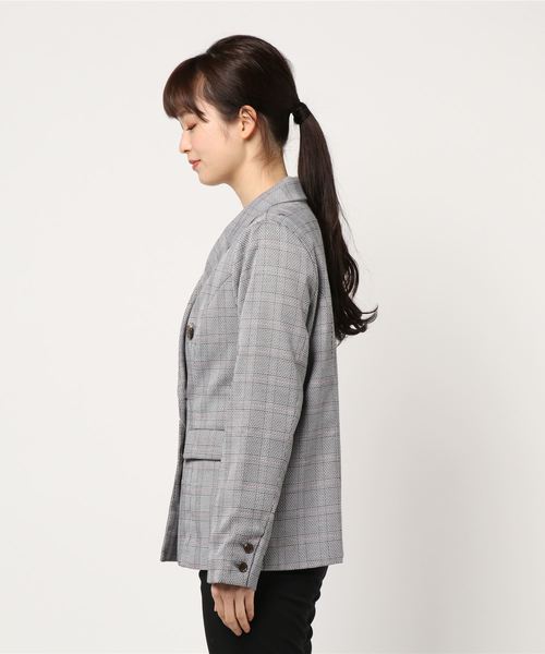 archives(アルシーヴ)の「【SETUPにも】チェックダブルジャケット(テーラードジャケット・レディース・ブラウン/グレー/モカ・MEDIUM)」の4枚目の写真