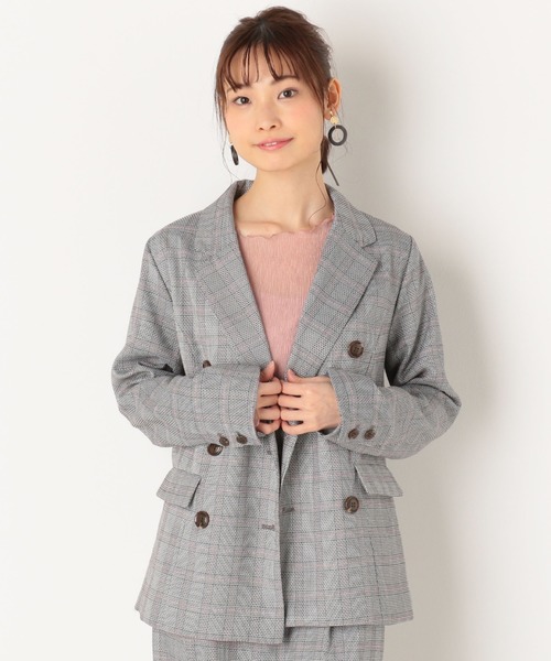 archives(アルシーヴ)の「【SETUPにも】チェックダブルジャケット(テーラードジャケット・レディース・ブラウン/グレー/モカ・MEDIUM)」の1枚目の写真