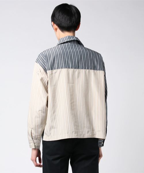 UP START（アップスタート）の「フラップポケットワイドシルエットストライプビッグシャツ（シャツ/ブラウス・メンズ・グレー系その他/イエロー系その他/オレンジ系その他・MEDIUM/LARGE）」の5枚目の写真