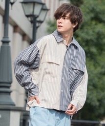 UP START | フラップポケットワイドシルエットストライプビッグシャツ(シャツ/ブラウス)