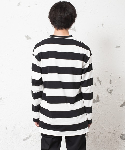 MinoriTY(マイノリティ)の「【2020秋冬】ボーダービッグシルエットロングTシャツ 長袖 ロンT/カットソー トップス(Tシャツ/カットソー・メンズ・ベージュ/ブラック/ネイビー・L/M)」の13枚目の写真