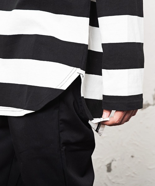 MinoriTY(マイノリティ)の「【2020秋冬】ボーダービッグシルエットロングTシャツ 長袖 ロンT/カットソー トップス(Tシャツ/カットソー・メンズ・ベージュ/ブラック/ネイビー・L/M)」の8枚目の写真