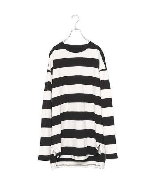 MinoriTY(マイノリティ)の「【2020秋冬】ボーダービッグシルエットロングTシャツ 長袖 ロンT/カットソー トップス(Tシャツ/カットソー・メンズ・ベージュ/ブラック/ネイビー・L/M)」の12枚目の写真
