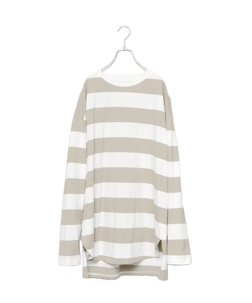 MinoriTY(マイノリティ)の「【2020秋冬】ボーダービッグシルエットロングTシャツ 長袖 ロンT/カットソー トップス(Tシャツ/カットソー・メンズ・ベージュ/ブラック/ネイビー・L/M)」の10枚目の写真