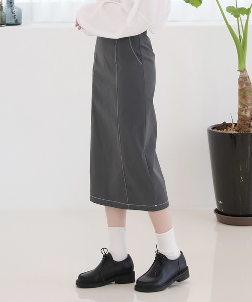by muni:r(バイ ムニール)の「配色ステッチポイント Hラインスカート(スカート・レディース・グレー/アイボリー・SMALL/MEDIUM)」の11枚目の写真