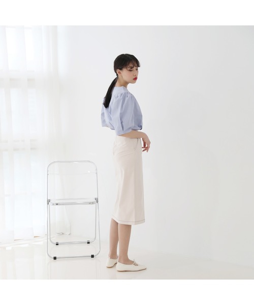 by muni:r(バイ ムニール)の「配色ステッチポイント Hラインスカート(スカート・レディース・グレー/アイボリー・SMALL/MEDIUM)」の17枚目の写真