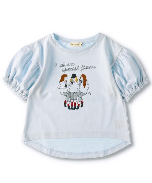 BRANSHES（ブランシェス）の「ガールスプリントTシャツ（Tシャツ/カットソー・キッズ・サックスブルー/アイボリー・80ｃｍ/150cm/110cm/100cm/90cm/130cm/140cm/120cm）」の2枚目の写真