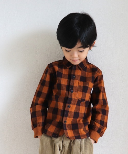 MAKE YOUR DAY(メイクユアデイ)の「先染めチェックシャツ■80~140cm(シャツ/ブラウス・キッズ・ブラック/レッド/キャメル・90/100/110/120/80/130/140)」の1枚目の写真