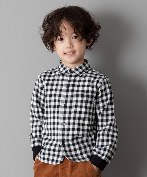 MAKE YOUR DAY(メイクユアデイ)の「先染めチェックシャツ■80~140cm(シャツ/ブラウス・キッズ・ブラック/レッド/キャメル・90/100/110/120/80/130/140)」の2枚目の写真
