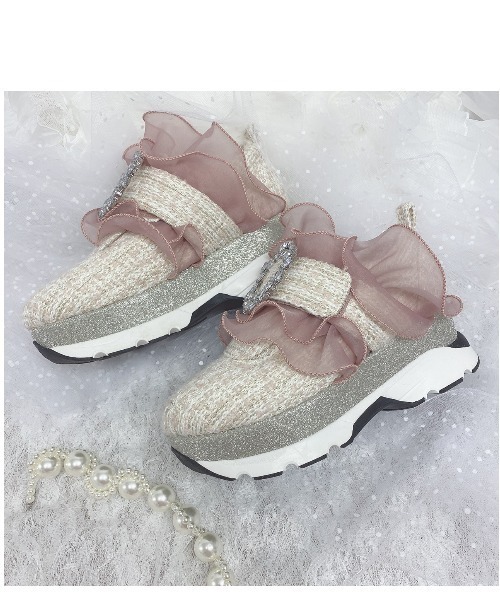 スワンキス EV feather ballet mulle PNK ピンク M Pink feather mules