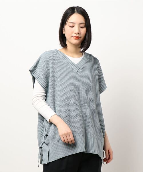 HONEYSUCKLE ROSE（ハニーサックルローズ）の「【HONEYSUCKLE ROSE】レースアップベスト（ベスト・レディース・オフホワイト/ブルー・M/L）」の2枚目の写真