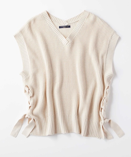 HONEYSUCKLE ROSE（ハニーサックルローズ）の「【HONEYSUCKLE ROSE】レースアップベスト（ベスト・レディース・オフホワイト/ブルー・M/L）」の11枚目の写真