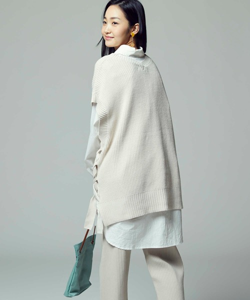 HONEYSUCKLE ROSE（ハニーサックルローズ）の「【HONEYSUCKLE ROSE】レースアップベスト（ベスト・レディース・オフホワイト/ブルー・M/L）」の6枚目の写真