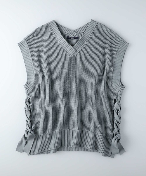 HONEYSUCKLE ROSE（ハニーサックルローズ）の「【HONEYSUCKLE ROSE】レースアップベスト（ベスト・レディース・オフホワイト/ブルー・M/L）」の12枚目の写真