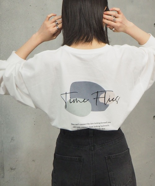 tiptop（ティップトップ）の「2021SS アソート線画プリントロンT（Tシャツ/カットソー・レディース・ブラック/オフホワイト/サックスブルー/グリーン/ホワイト系その他/ブラック系その他・FREE）」の2枚目の写真