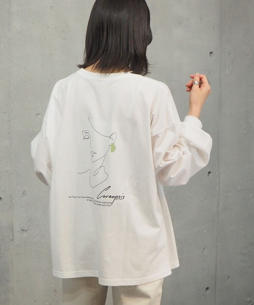 tiptop（ティップトップ）の「2021SS アソート線画プリントロンT（Tシャツ/カットソー・レディース・ブラック/オフホワイト/サックスブルー/グリーン/ホワイト系その他/ブラック系その他・FREE）」の10枚目の写真