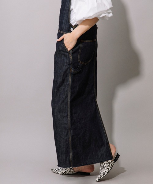 Munich（ミューニック）の「7.5oz ドライタッチワンウォッシュデニム　ジャンパーマキシスカート（ジャンパースカート・レディース・インディゴブルー・S/M）」の6枚目の写真