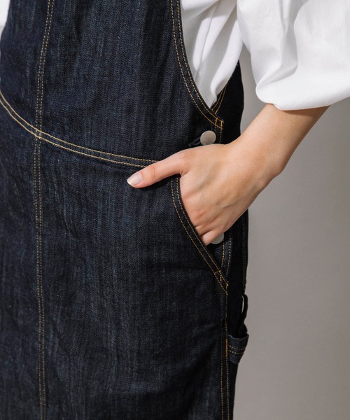 Munich（ミューニック）の「7.5oz ドライタッチワンウォッシュデニム　ジャンパーマキシスカート（ジャンパースカート・レディース・インディゴブルー・S/M）」の12枚目の写真