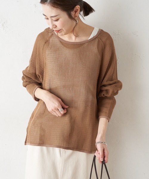 CIAOPANIC TYPY(チャオパニックティピー)の「コットンメッシュラグランTEE(Tシャツ/カットソー・レディース・チャコールグレー/ブラウン/アイボリー/バイオレット・ONE SIZE)」の17枚目の写真