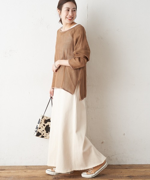 CIAOPANIC TYPY(チャオパニックティピー)の「コットンメッシュラグランTEE(Tシャツ/カットソー・レディース・チャコールグレー/ブラウン/アイボリー/バイオレット・ONE SIZE)」の22枚目の写真