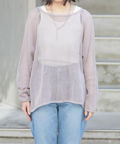 CIAOPANIC TYPY(チャオパニックティピー)の「コットンメッシュラグランTEE(Tシャツ/カットソー・レディース・チャコールグレー/ブラウン/アイボリー/バイオレット・ONE SIZE)」の12枚目の写真