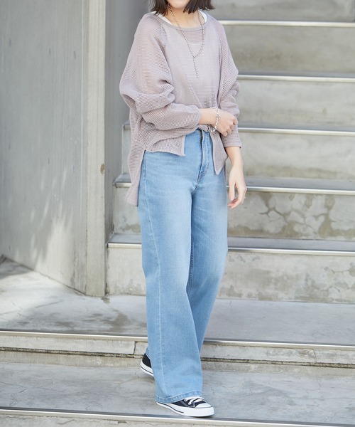 CIAOPANIC TYPY(チャオパニックティピー)の「コットンメッシュラグランTEE(Tシャツ/カットソー・レディース・チャコールグレー/ブラウン/アイボリー/バイオレット・ONE SIZE)」の7枚目の写真