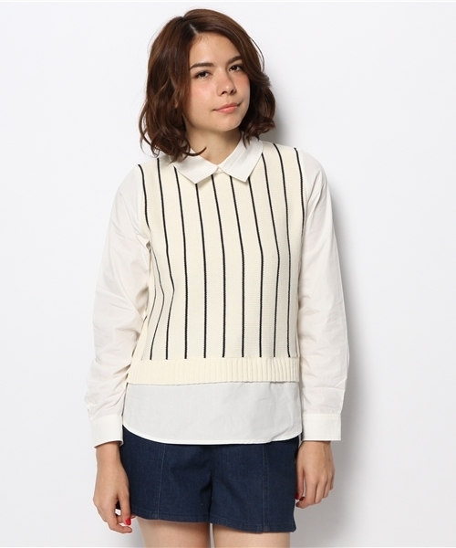 Chico（チコ）の「ベスト重ねSH（ニット/セーター・レディース・グリーン/グレー/ホワイト/ブルー・FREE）」の10枚目の写真