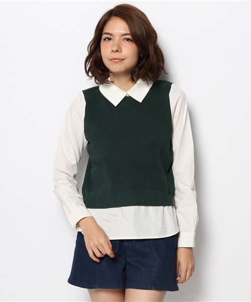 Chico（チコ）の「ベスト重ねSH（ニット/セーター・レディース・グリーン/グレー/ホワイト/ブルー・FREE）」の5枚目の写真