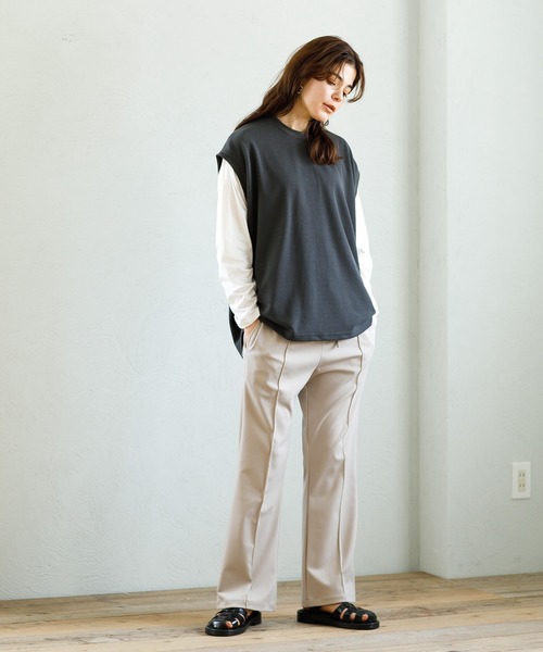 koe（コエ）の「ポンチフレアパンツ＊（その他パンツ・レディース・ブラック/アイボリー/グレー・S/M）」の2枚目の写真