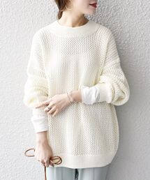 コットンペーパーメッシュプルオーバー◆