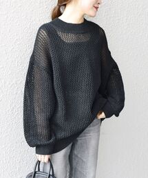 コットンペーパーメッシュプルオーバー◆