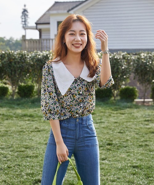 yuue' ( wear )（ユーイ）の「ビッグカラー花柄シャツブラウス（シャツ