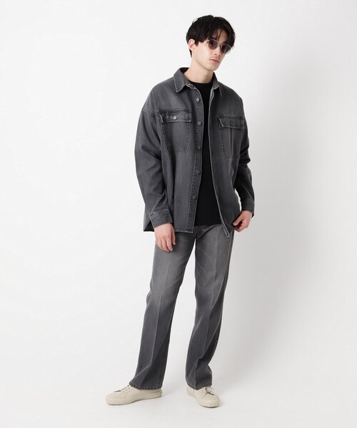 OPAQUE.CLIP（オペークドットクリップ）の「◆コットン混デニム BIGシャツ【UNISEX】（デニムジャケット・レディース・ガンメタ/ブルー/ネイビー・00）」の4枚目の写真