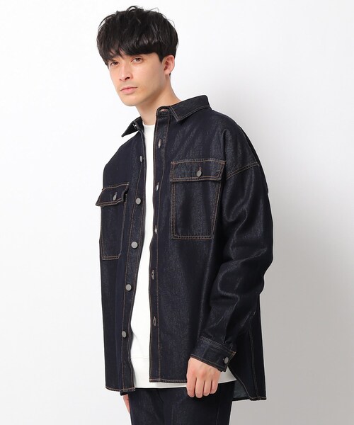 OPAQUE.CLIP（オペークドットクリップ）の「◆コットン混デニム BIGシャツ【UNISEX】（デニムジャケット・レディース・ガンメタ/ブルー/ネイビー・00）」の16枚目の写真