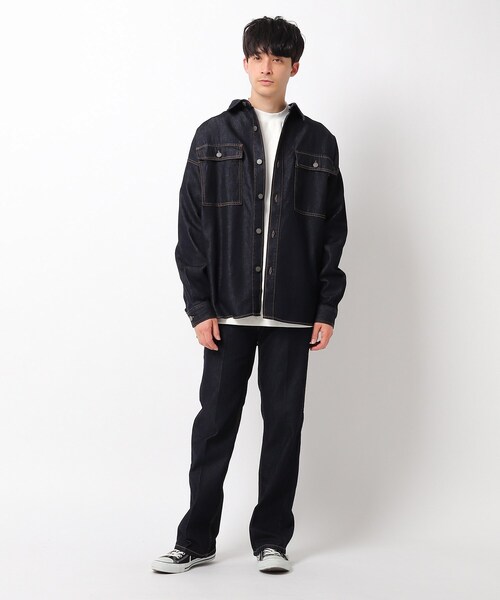 OPAQUE.CLIP（オペークドットクリップ）の「◆コットン混デニム BIGシャツ【UNISEX】（デニムジャケット・レディース・ガンメタ/ブルー/ネイビー・00）」の14枚目の写真