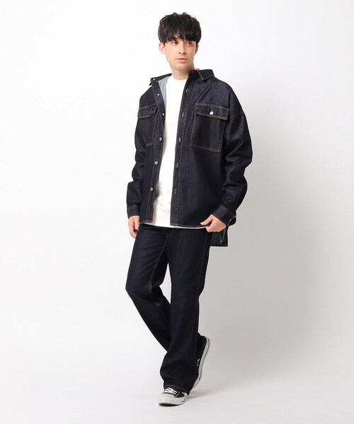 OPAQUE.CLIP（オペークドットクリップ）の「◆コットン混デニム BIGシャツ【UNISEX】（デニムジャケット・レディース・ガンメタ/ブルー/ネイビー・00）」の10枚目の写真