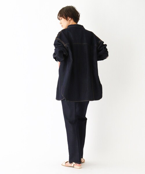 OPAQUE.CLIP（オペークドットクリップ）の「◆コットン混デニム BIGシャツ【UNISEX】（デニムジャケット・レディース・ガンメタ/ブルー/ネイビー・00）」の19枚目の写真