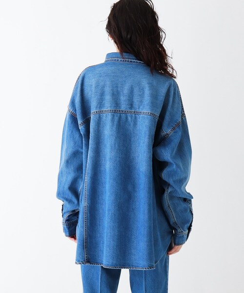 OPAQUE.CLIP（オペークドットクリップ）の「◆コットン混デニム BIGシャツ【UNISEX】（デニムジャケット・レディース・ガンメタ/ブルー/ネイビー・00）」の20枚目の写真