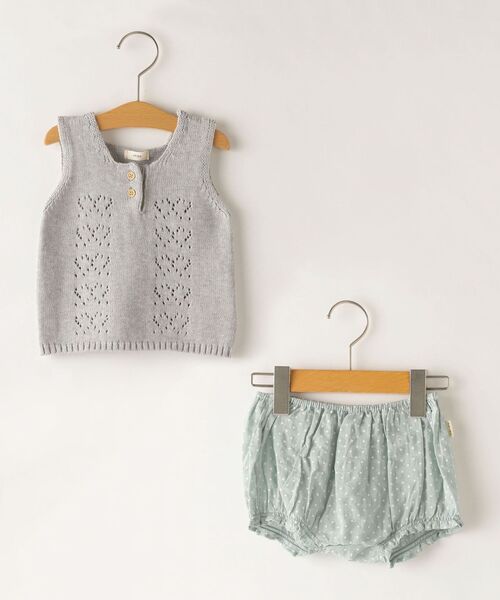 SHIPS(シップス)の「SHIPS KIDS:アイレット セット ロンパース(ロンパース・キッズ・ライトグレー/ナチュラル・ONE SIZE)」の1枚目の写真