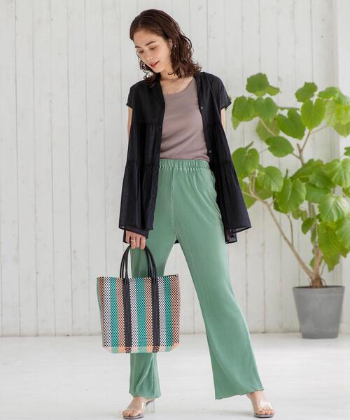 coen（コーエン）の「シャイニープリーツイージーパンツ#（その他パンツ・レディース・ケリー/テラコッタ/ベージュ/ダークグレー・MEDIUM/LARGE）」の8枚目の写真