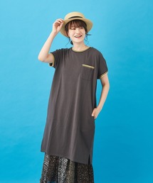 CUBE SUGAR | 鹿の子ライン リブ クルーネック ワンピース(ワンピース)