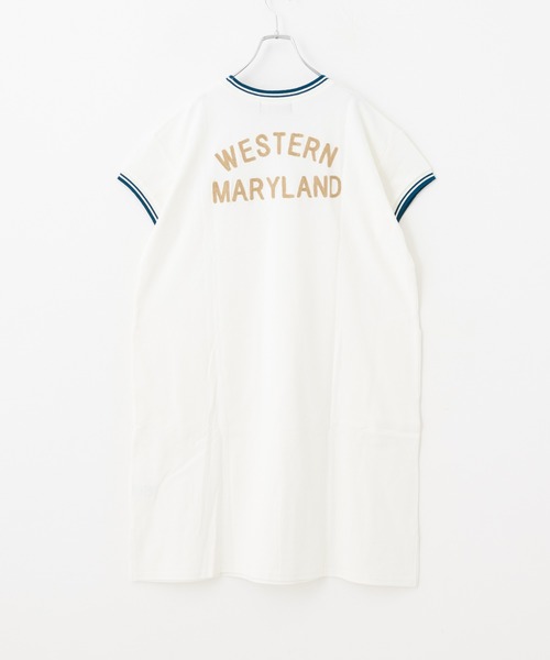 CUBE SUGAR（キューブシュガー）の「鹿の子ライン リブ クルーネック ワンピース（ワンピース・レディース・ホワイト/チャコールグレー/ベージュ・M）」の9枚目の写真