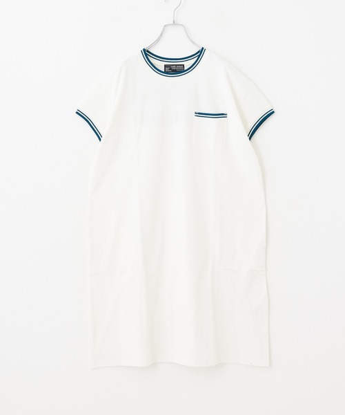 CUBE SUGAR（キューブシュガー）の「鹿の子ライン リブ クルーネック ワンピース（ワンピース・レディース・ホワイト/チャコールグレー/ベージュ・M）」の10枚目の写真