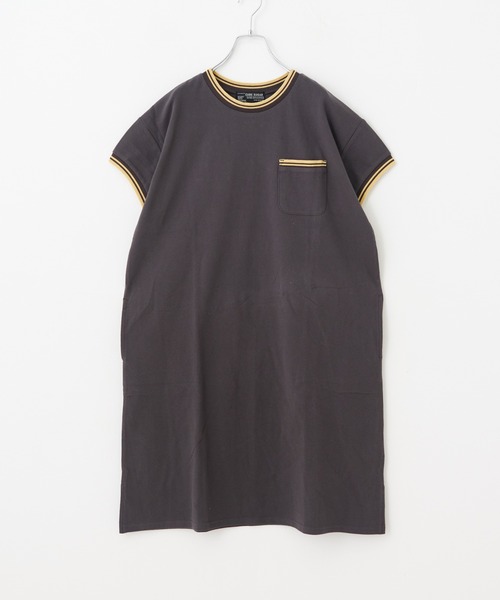 CUBE SUGAR（キューブシュガー）の「鹿の子ライン リブ クルーネック ワンピース（ワンピース・レディース・ホワイト/チャコールグレー/ベージュ・M）」の12枚目の写真