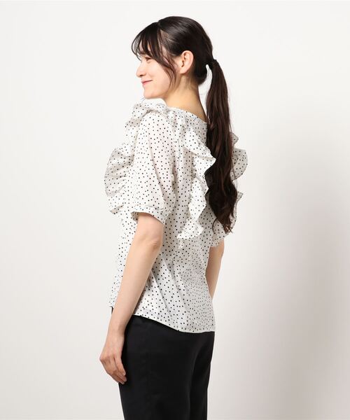 CHILLE(チル)の「前後2WAYドット5分袖ブラウス(シャツ/ブラウス・レディース・ホワイト/ラベンダー・FREE)」の12枚目の写真