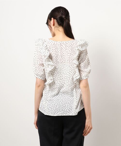 CHILLE(チル)の「前後2WAYドット5分袖ブラウス(シャツ/ブラウス・レディース・ホワイト/ラベンダー・FREE)」の13枚目の写真