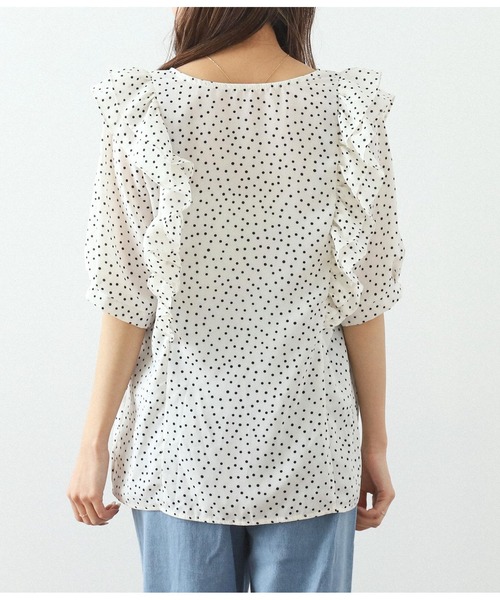 CHILLE(チル)の「前後2WAYドット5分袖ブラウス(シャツ/ブラウス・レディース・ホワイト/ラベンダー・FREE)」の11枚目の写真