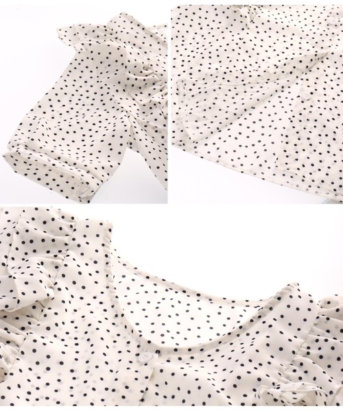 CHILLE(チル)の「前後2WAYドット5分袖ブラウス(シャツ/ブラウス・レディース・ホワイト/ラベンダー・FREE)」の8枚目の写真