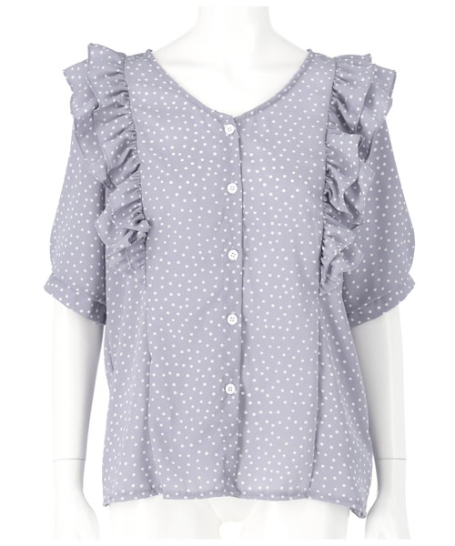 CHILLE(チル)の「前後2WAYドット5分袖ブラウス(シャツ/ブラウス・レディース・ホワイト/ラベンダー・FREE)」の19枚目の写真